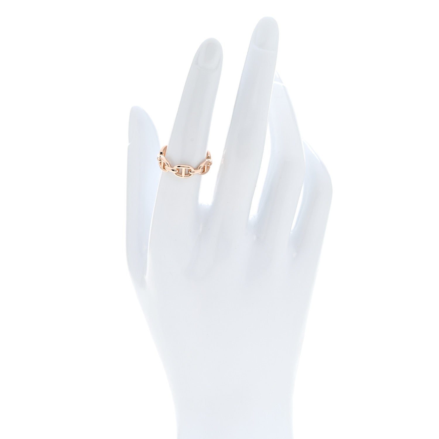 Hermes 18K Rose Gold PM Chaine d'Ancre Enchainee Ring 53 6.5 2 of 7