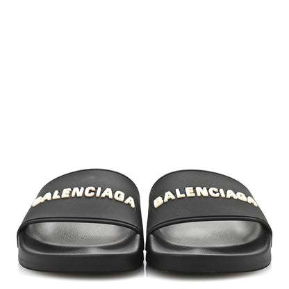 Balenciaga Rubber Logo Pool Slide Sandals 36 Black 3 of 7