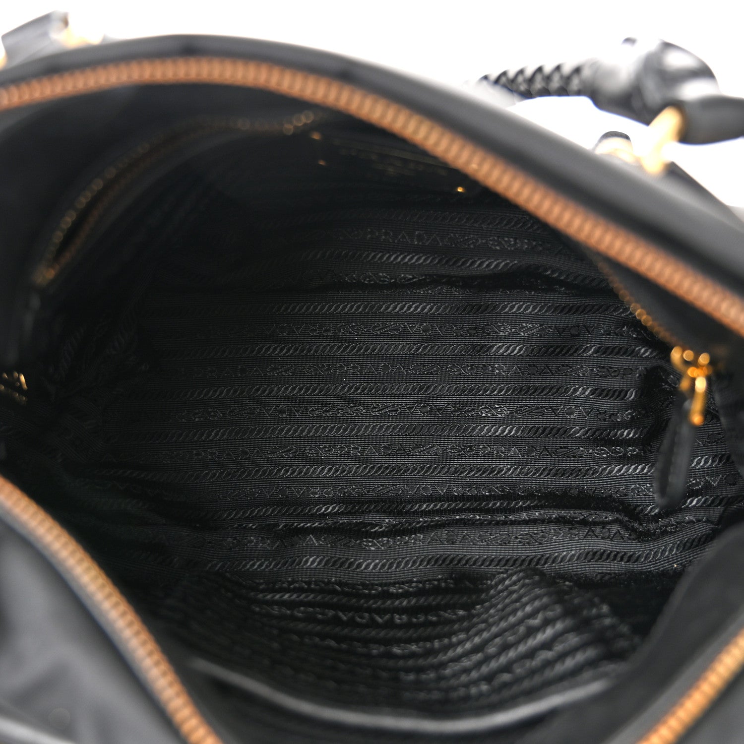 Prada Tessuto Nylon Soft Calfskin Shopping Satchel Black 5 of 11