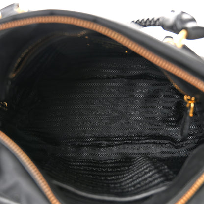 Prada Tessuto Nylon Soft Calfskin Shopping Satchel Black 5 of 11
