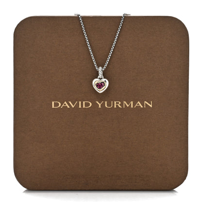 David Yurman DAVID YURMAN Sterling Silver 18K Yellow Gold Rhodolite Garnet Petite Cable Heart Pendant Necklace 5 of 5