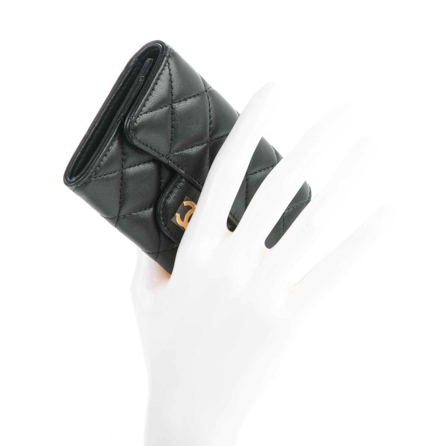 Chanel Lambskin Quilted Flap Card Holder Black 2 of 8