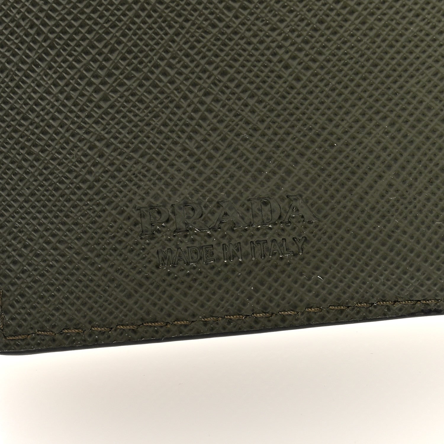 Prada Saffiano Zip Top Compact Wallet Dark Green 6 of 6