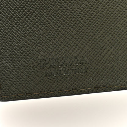 Prada Saffiano Zip Top Compact Wallet Dark Green 6 of 6