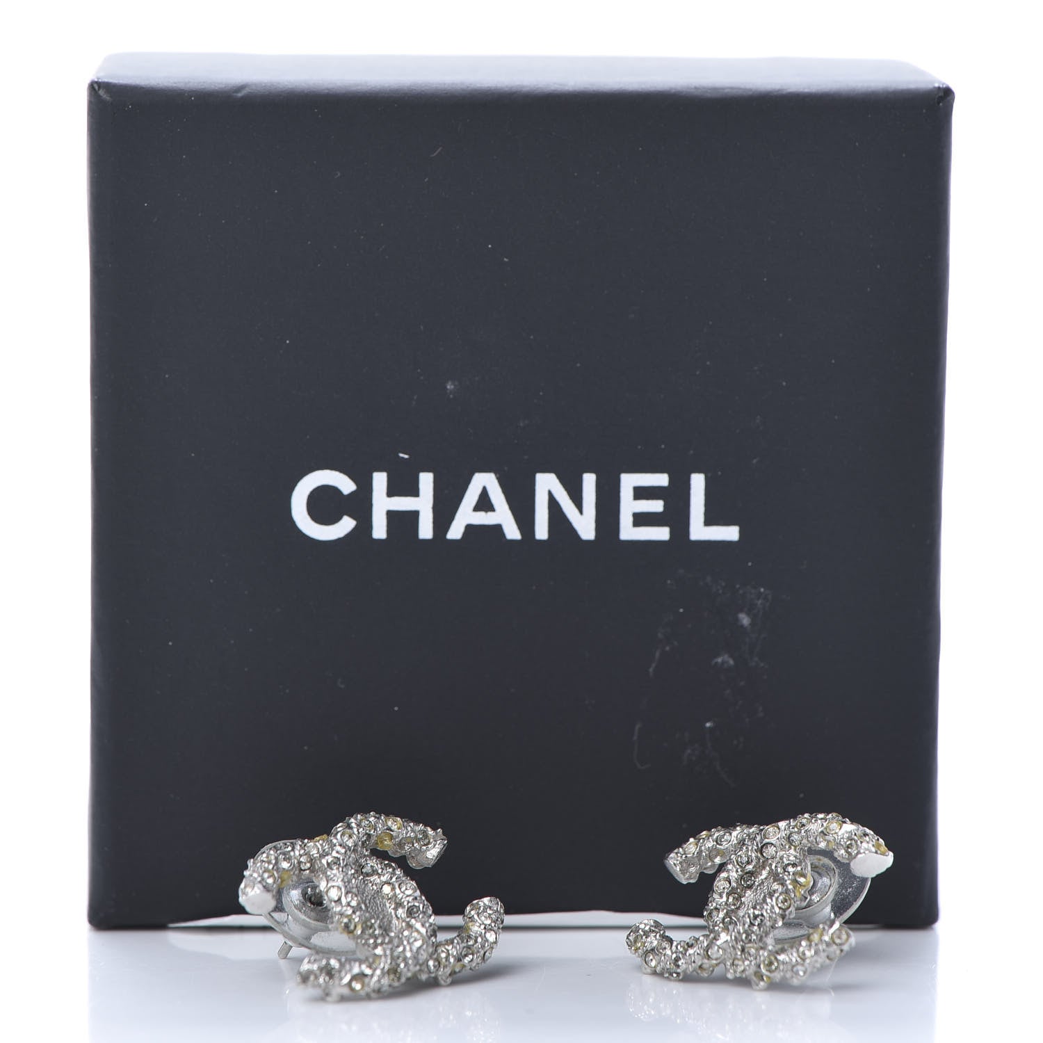 Chanel Crystal CC Earrings Silver 8 of 8