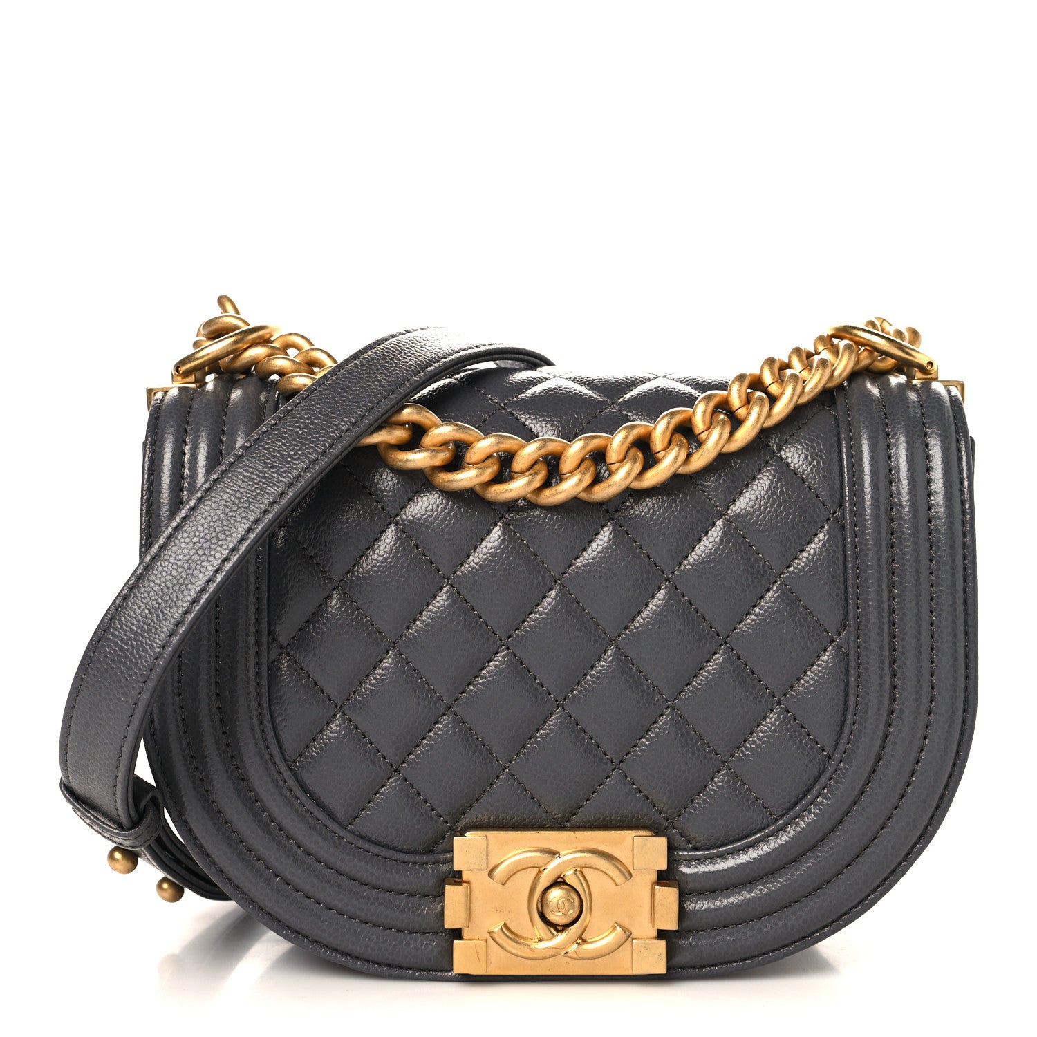 Chanel Caviar Quilted Small Boy Messenger Bag Dark Grey 1 of 10