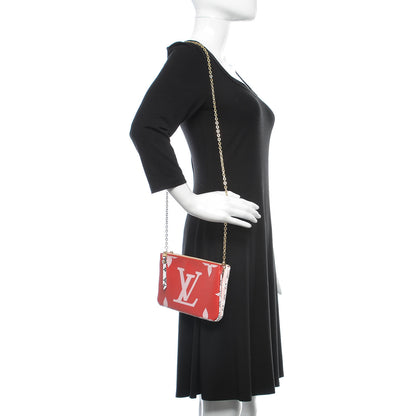 Louis Vuitton Monogram Giant Double Zip Pochette Rouge 2 of 8