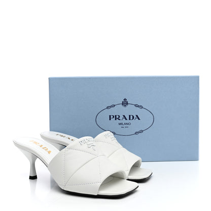 Prada Nappa Logo Quilted Slide Sandals 36 White 10 of 10
