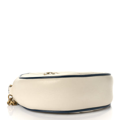 Gucci Azalea Calfskin Matelasse Diagonal Mini Torchon GG Marmont Round Shoulder Bag Mystic White Blue Agata 4 of 10