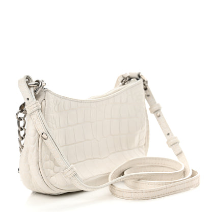 Balenciaga Extra Supple Calfskin Crocodile Embossed Le Cagole Mini Purse With Chain White 3 of 18