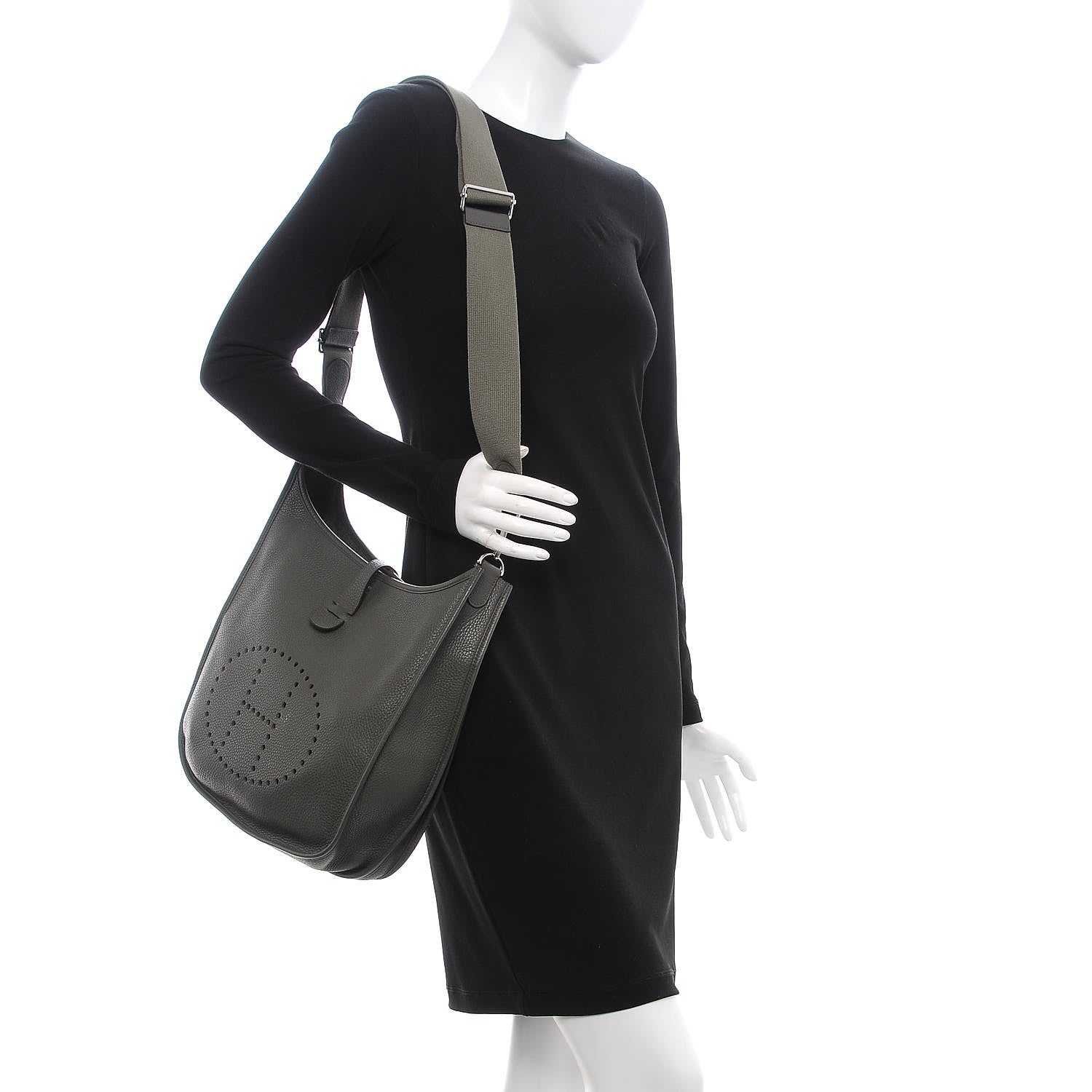 Hermes Taurillon Clemence Evelyne III GM Vert De Gris 2 of 8