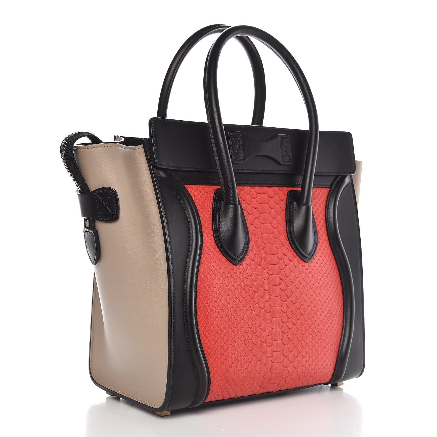 Celine Python Calfskin Micro Luggage Bright Red 3 of 6