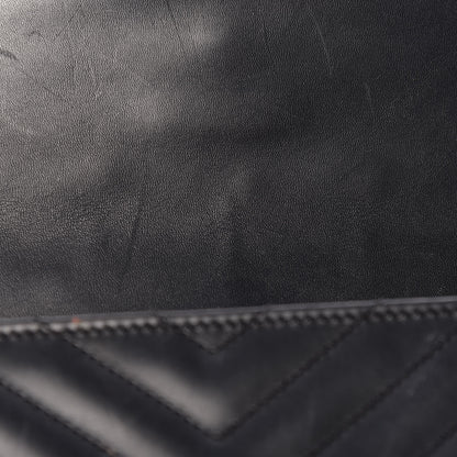 Saint Laurent Smooth Calfskin Matelasse Chevron Large Monogram Satchel Black 30 of 32