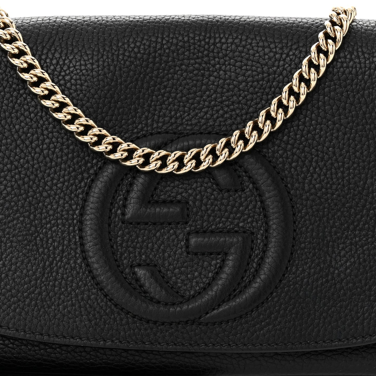 Pebbled Calfskin Medium Soho Flap Crossbody Black