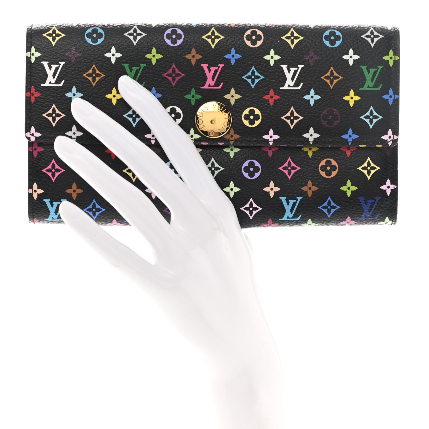 Louis Vuitton Monogram Multicolor Sarah Wallet Black 2 of 9