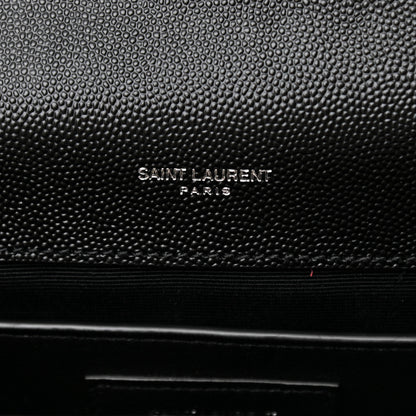 Saint Laurent Grain De Poudre Textured Mixed Matelasse Triquilt Medium Monogram Satchel Black 6 of 10