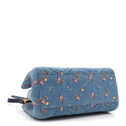 Gucci Denim Matelasse Flora Small GG Marmont Tote Blue 4 of 11