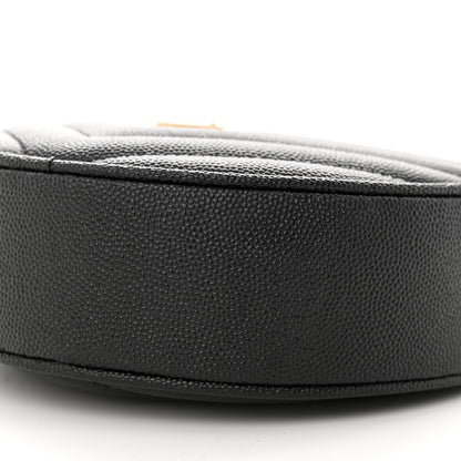 Saint Laurent Grain De Poudre Matelasse Chevron Quilted Round Vinyle Camera Bag Black 10 of 11