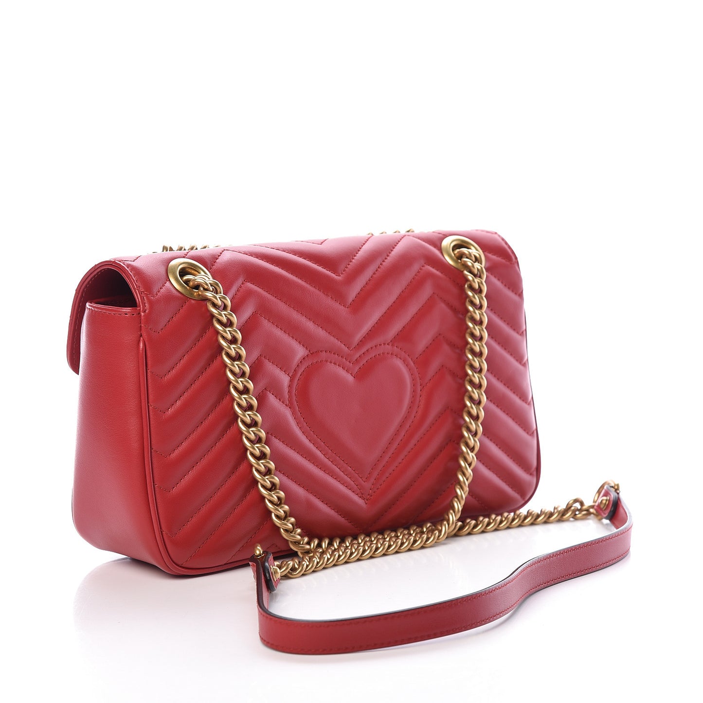 Calfskin Matelasse Small GG Marmont Shoulder Bag Hibiscus Red