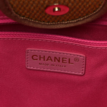 Chanel Straw Raffia Calfskin Striped Large Deauville Tote Dark Beige Fuchsia Navy Blue 5 of 10