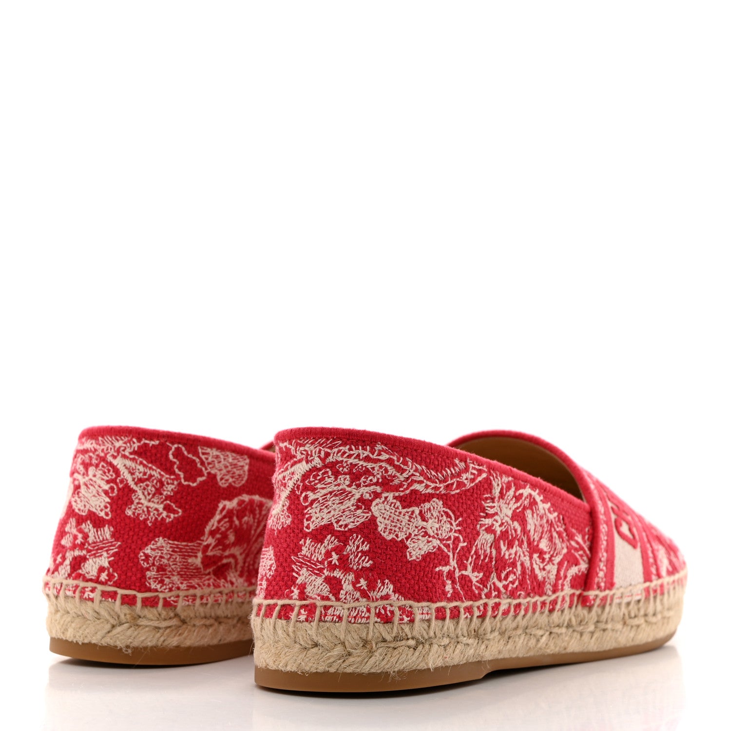 Christian Dior Embroidered Toile De Jouy Granville Espadrille 39.5 Raspberry 4 of 9