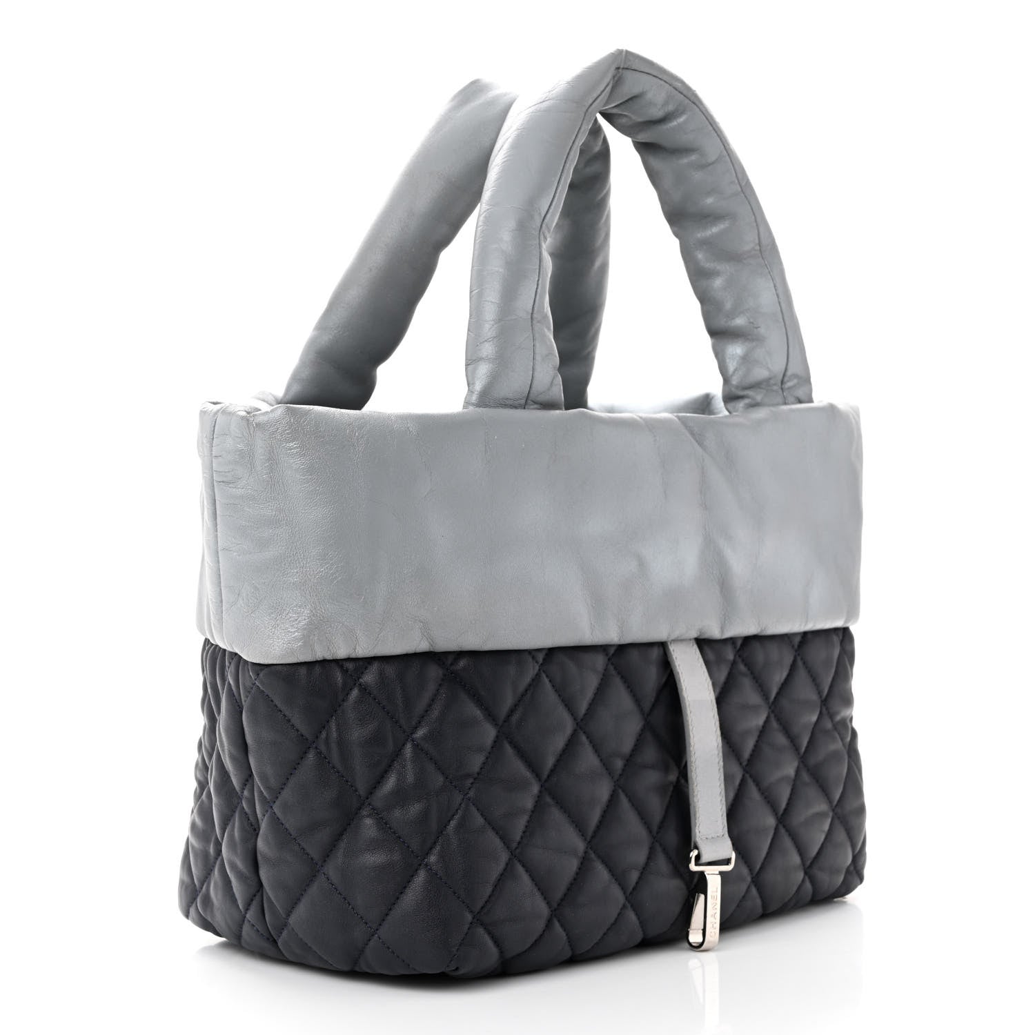 Chanel Metallic Lambskin Quilted Small Coco Cocoon Reversible Tote Light Grey 5 of 22