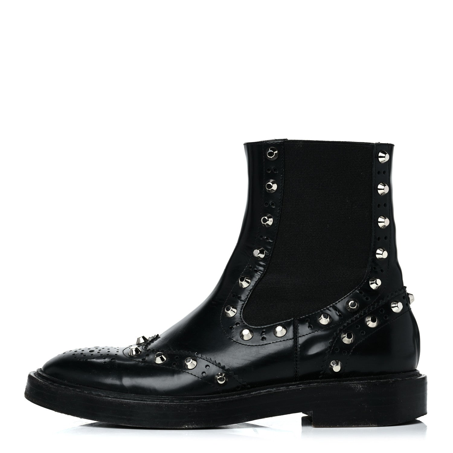 Balenciaga Calfskin Womens Studded Chelsea Boots 37 Black 1 of 30