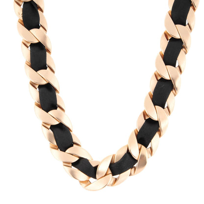 Chanel Silk CC Chain Link Choker Necklace Light Gold Black 1 of 5
