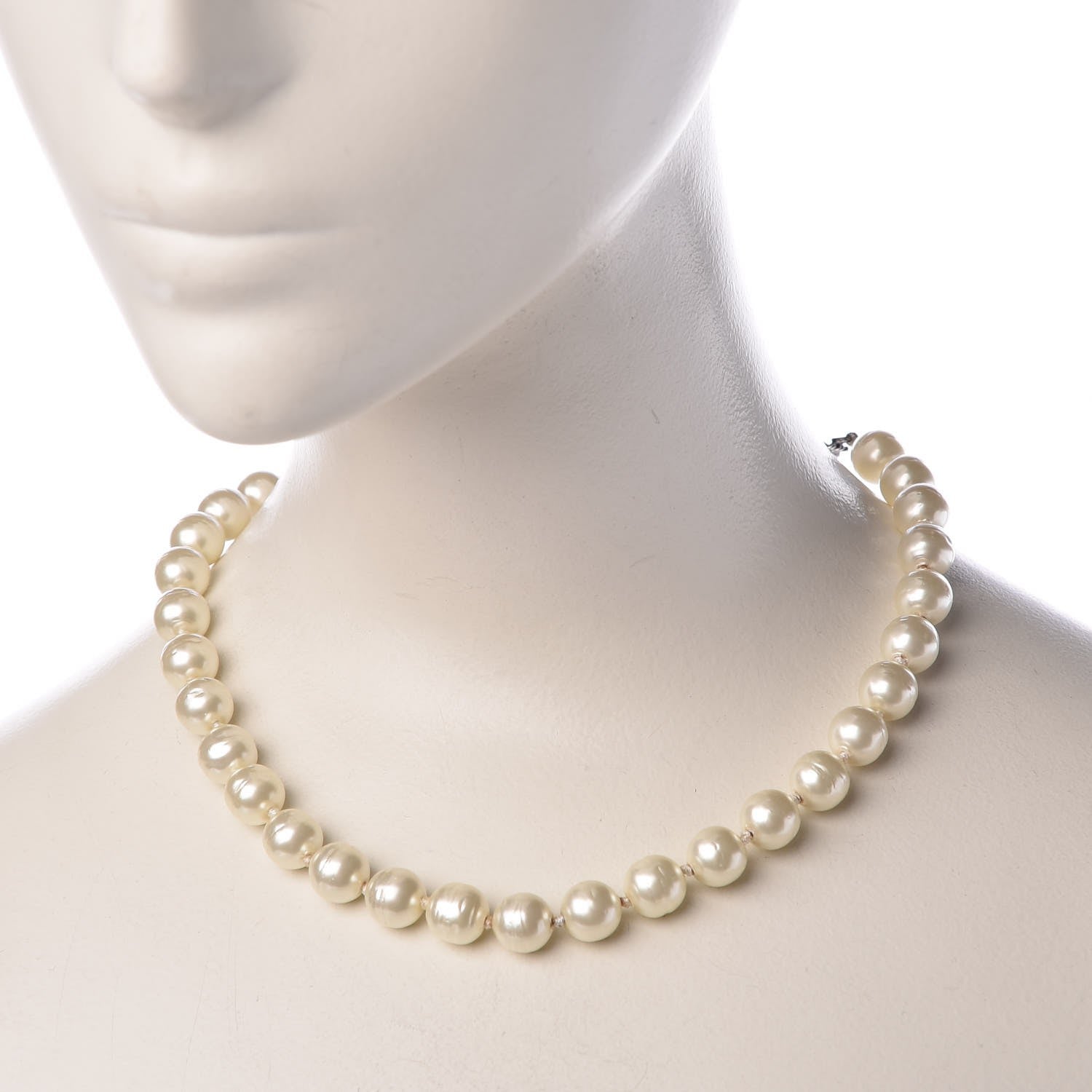 Chanel Ruthenium Pearl Beaded Short Necklace White Turquoise 2 of 8