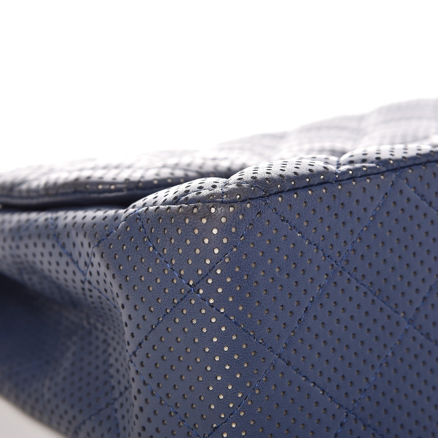 Chanel Lambskin Perforated Jumbo Single Flap Blue 9 of 10