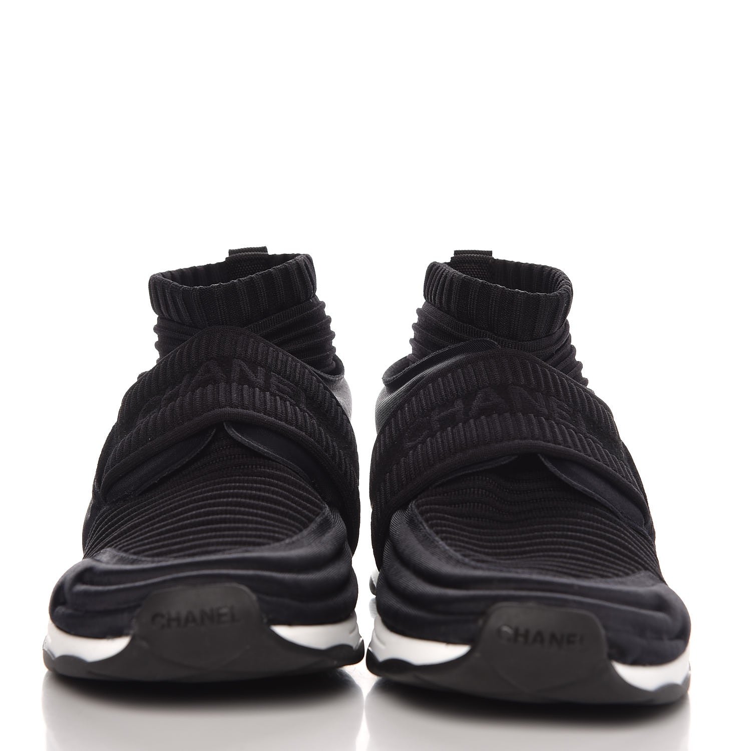 Chanel Stretch Fabric CC Sneakers 38 Black 2 of 8