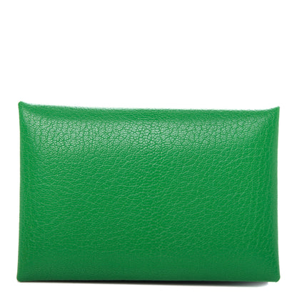 Hermes Chevre Chamkila Calvi Card Case Bamboo 1 of 8
