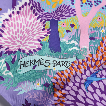 Hermes Silk Dans Un Jardin Anglais Scarf 90 Lilac Aqua Bleu 4 of 6
