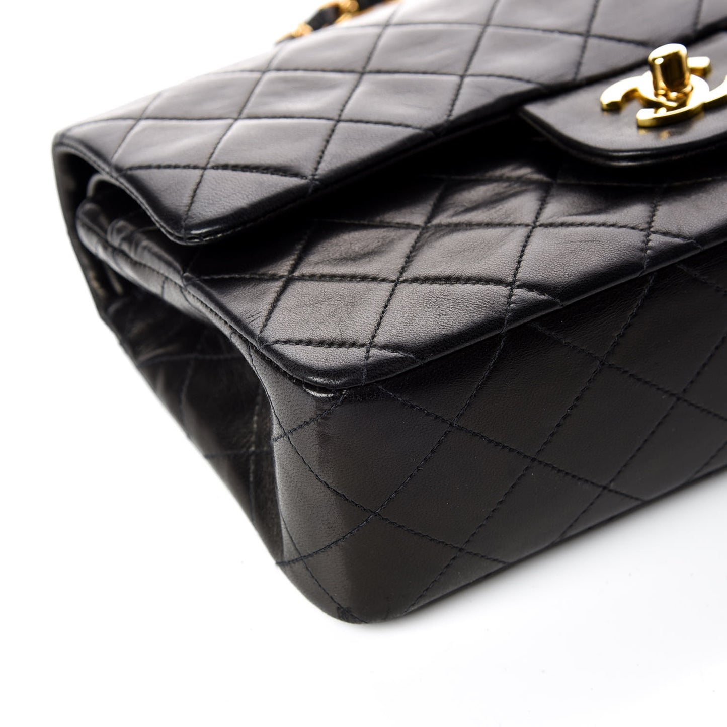 Lambskin Quilted Small Double Flap Black