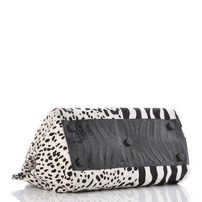 Nancy Gonzalez Calf Hair Crocodile Loop Satchel Black White 4 of 9