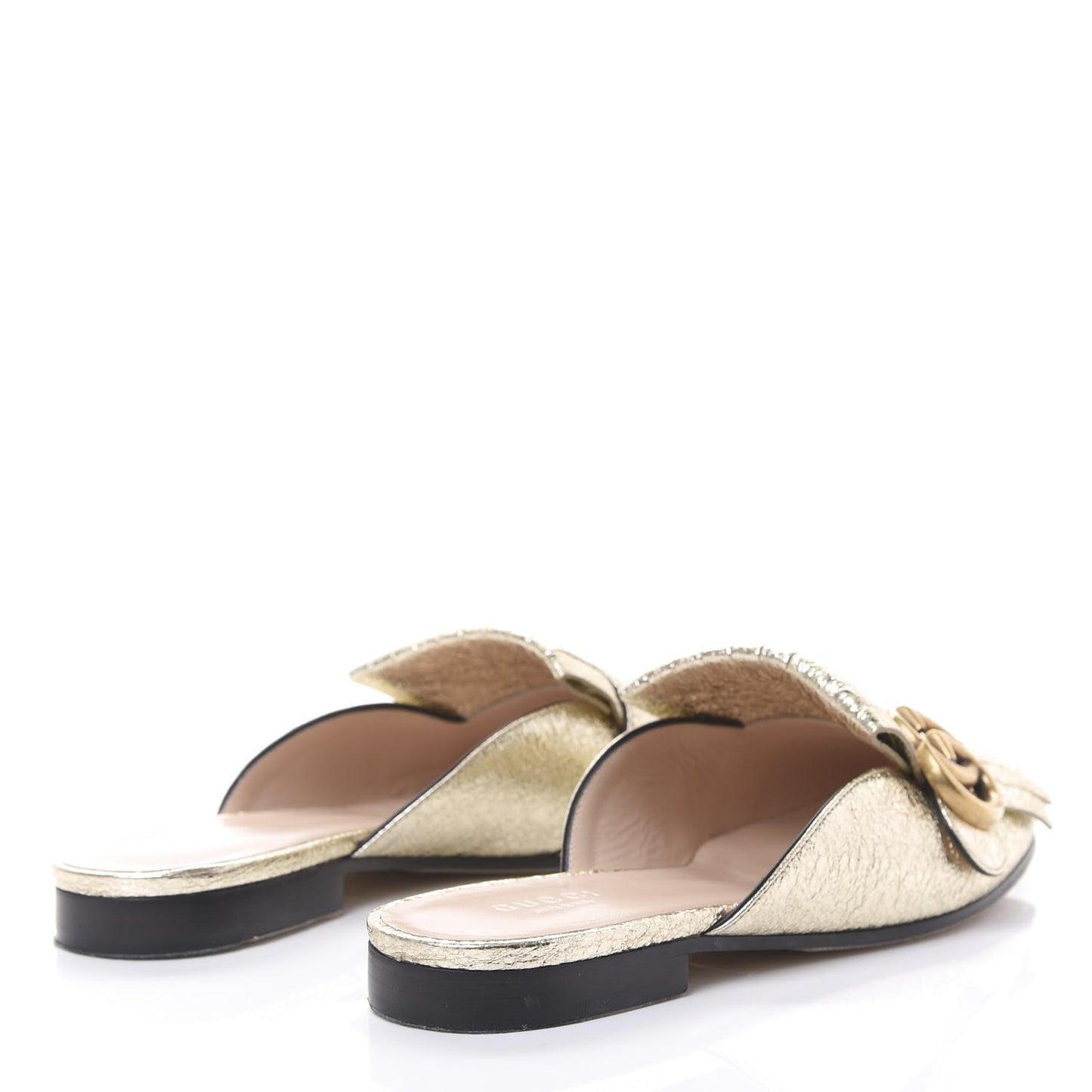 Galassia Womens GG Marmont Fringe Slippers 35.5 Platino