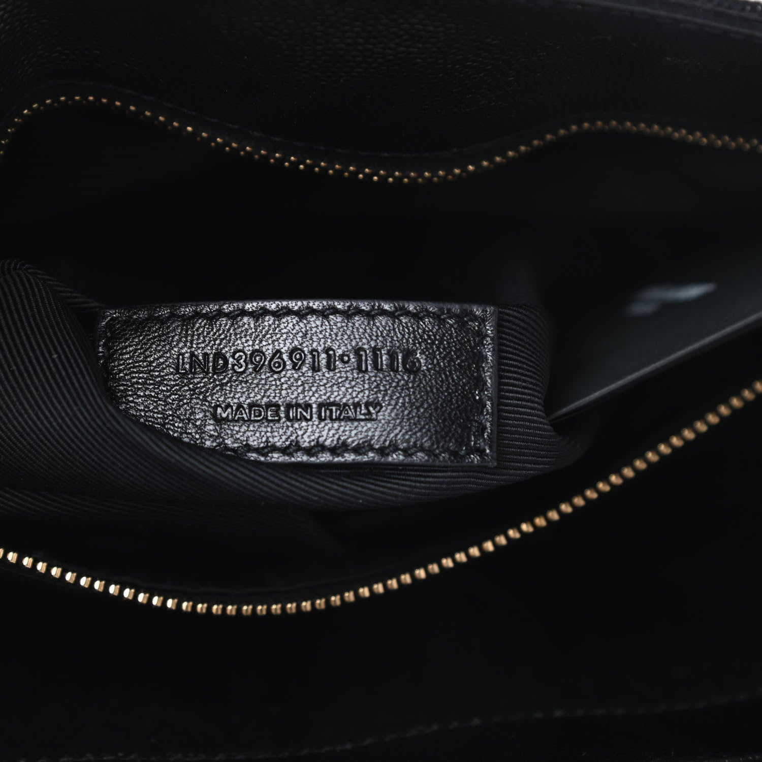 Saint Laurent Grain De Poudre Matelasse Chevron Monogram Shopping Bag Black 7 of 12