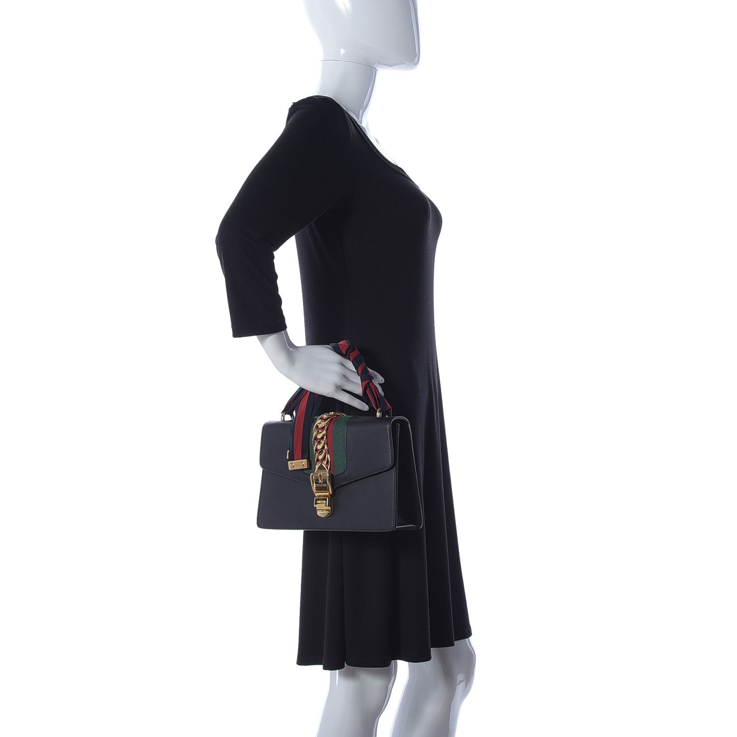 Gucci Calfskin Small Sylvie Shoulder Bag Black 2 of 13