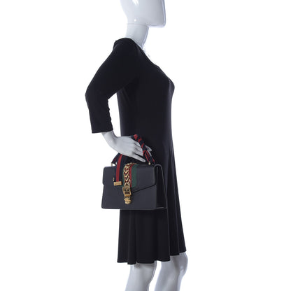 Gucci Calfskin Small Sylvie Shoulder Bag Black 2 of 13