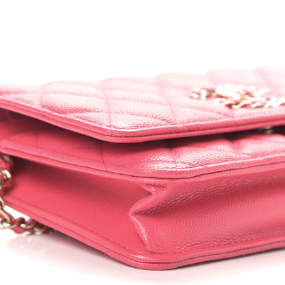 Chanel Caviar Quilted French New Wave Chain CC Wallet On Chain WOC Pink 11 of 27