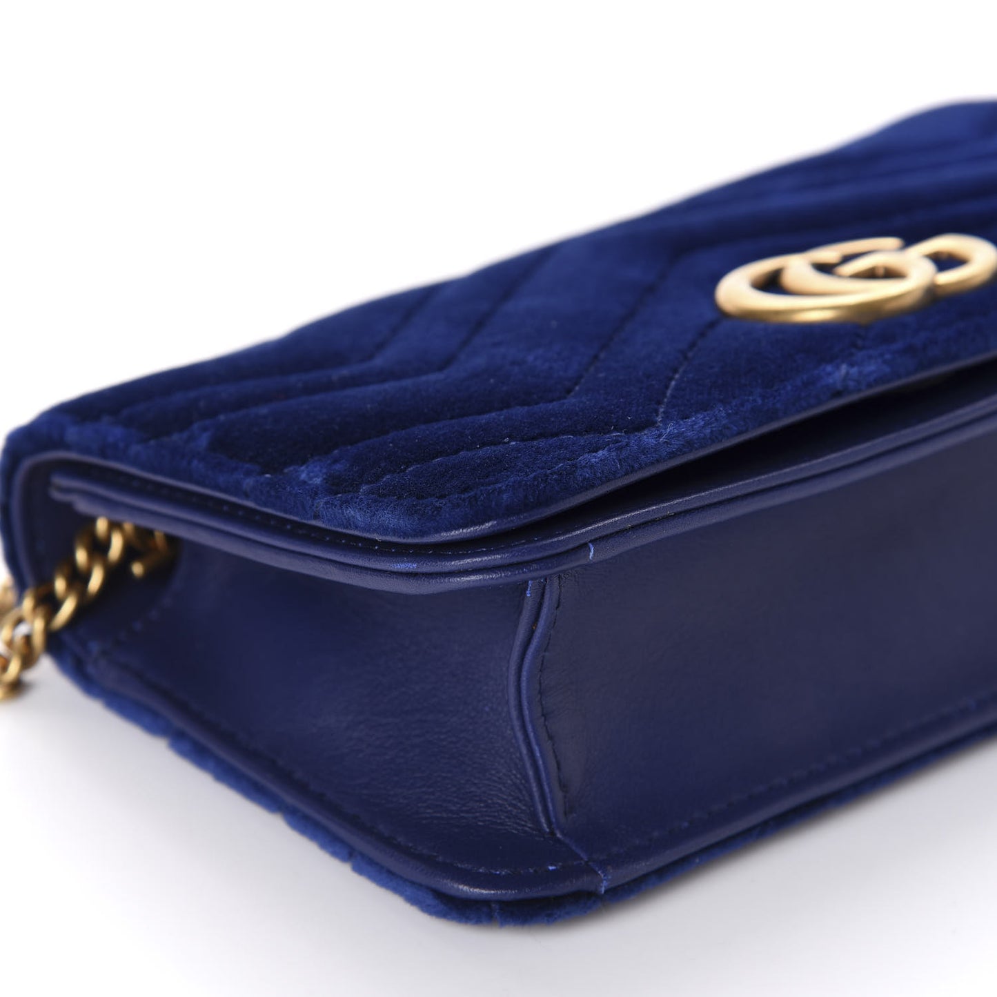 Velvet Matelasse GG Marmont Mini Bag Cobalt Blue