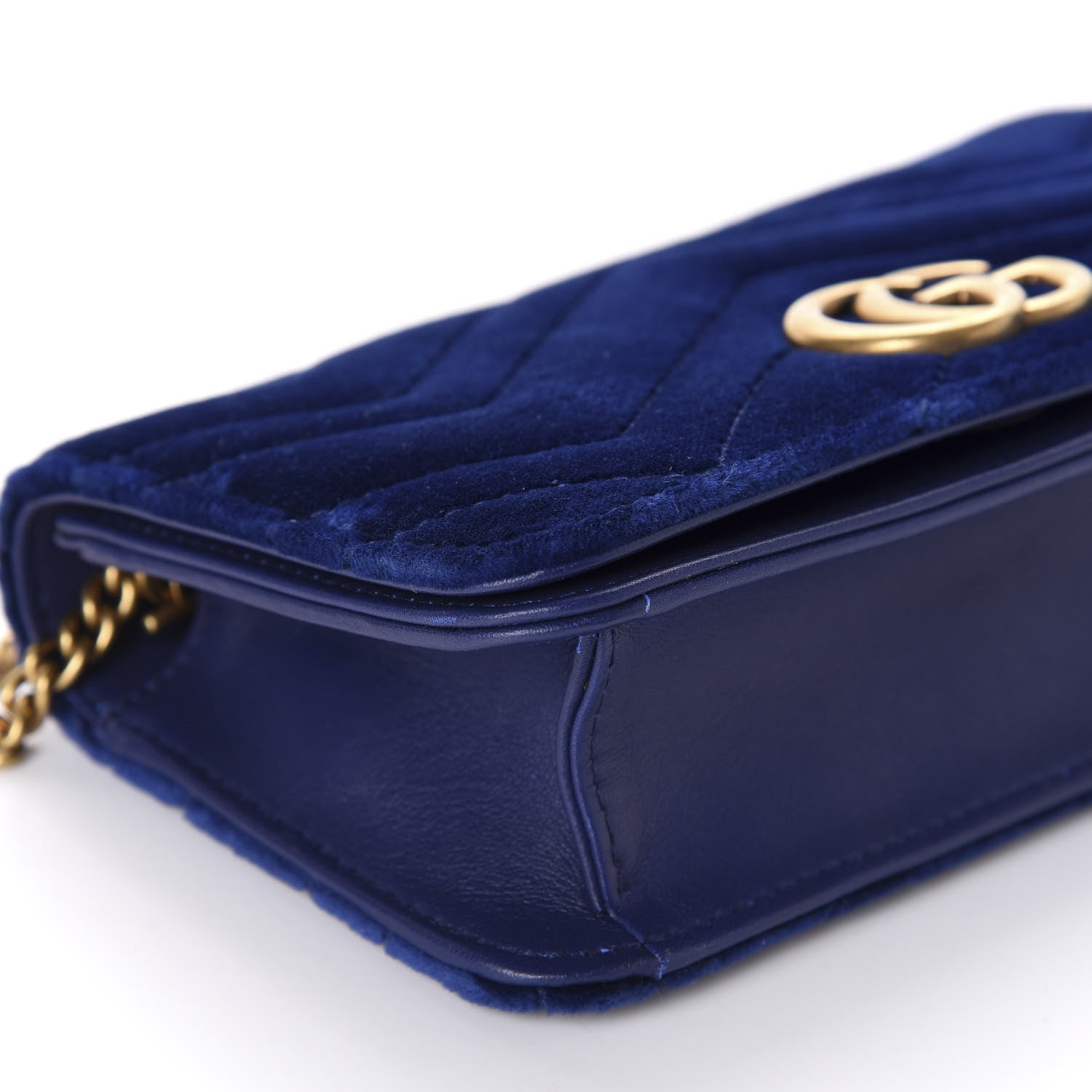 Gucci Velvet Matelasse GG Marmont Mini Bag Cobalt Blue 6 of 11