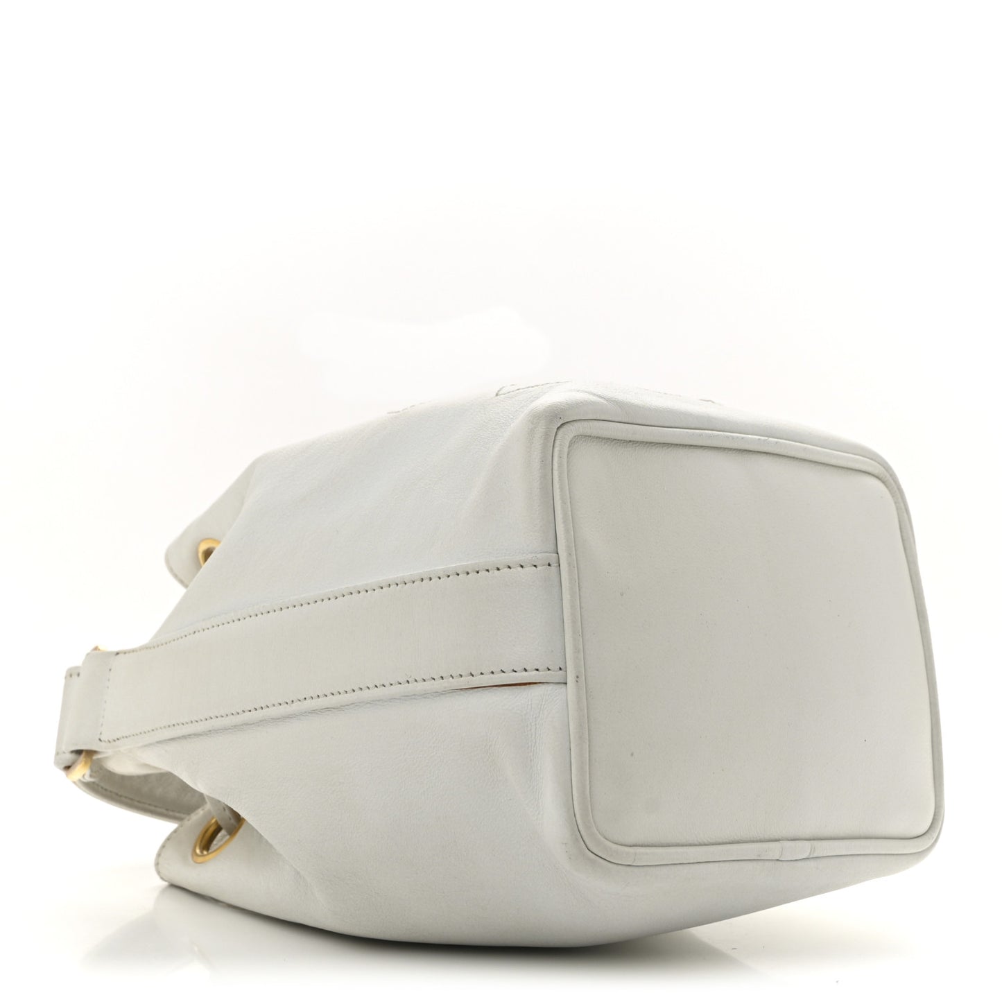 Lambskin CC Drawstring Bucket Bag White