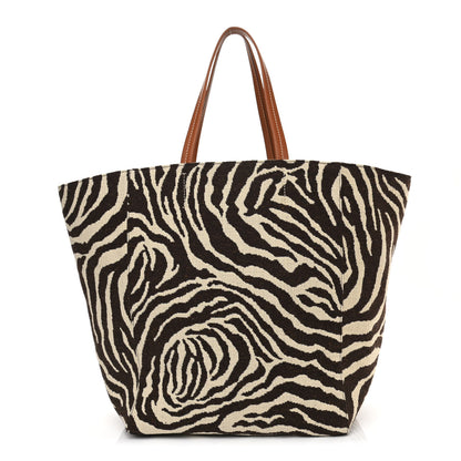 Celine Canvas Zebra Embroidered Large Phantom Cabas Tan 1 of 10