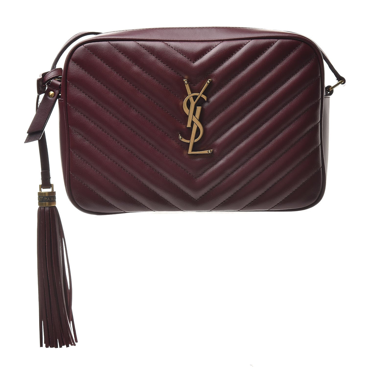 Saint Laurent Calfskin Matelasse Monogram Lou Camera Bag Dark Legion Red 1 of 10