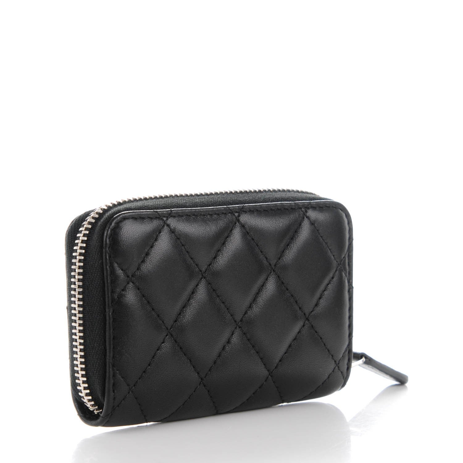 Chanel Lambskin Quilted Zip Coin Purse Black 3 of 7