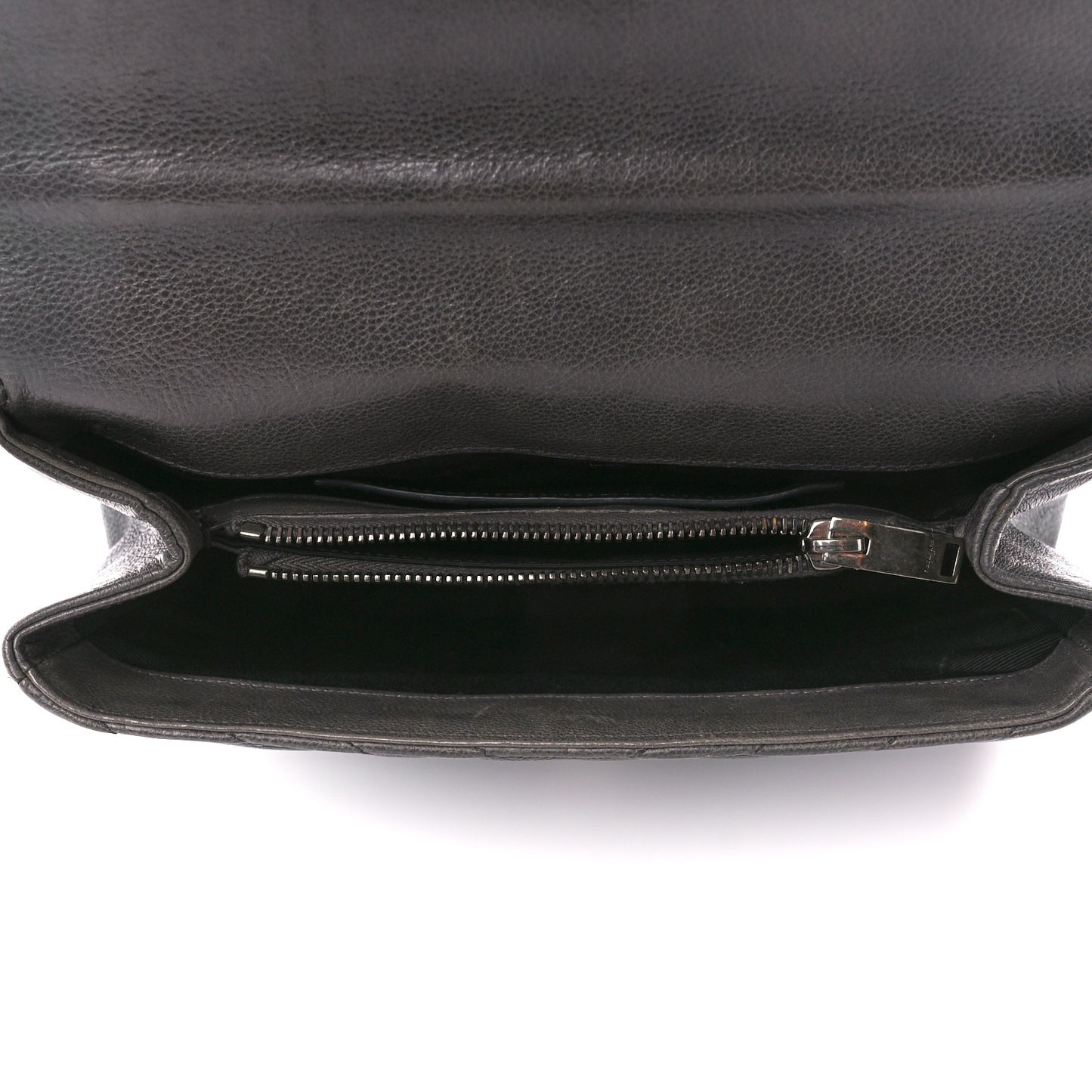 Sheepskin Matelasse Chevron Monogram Medium College Bag Light Coal