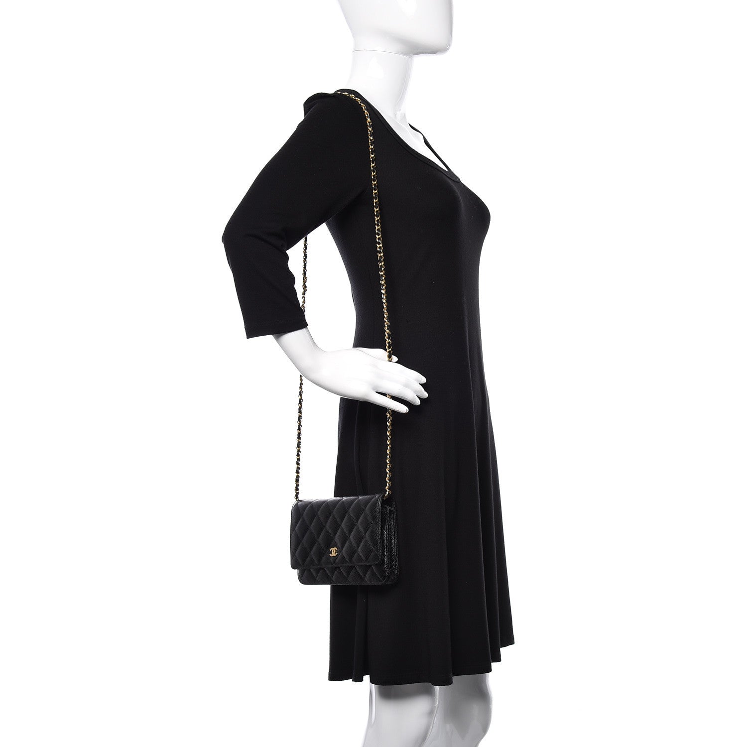 Chanel Caviar Quilted Wallet On Chain WOC Black 2 of 11