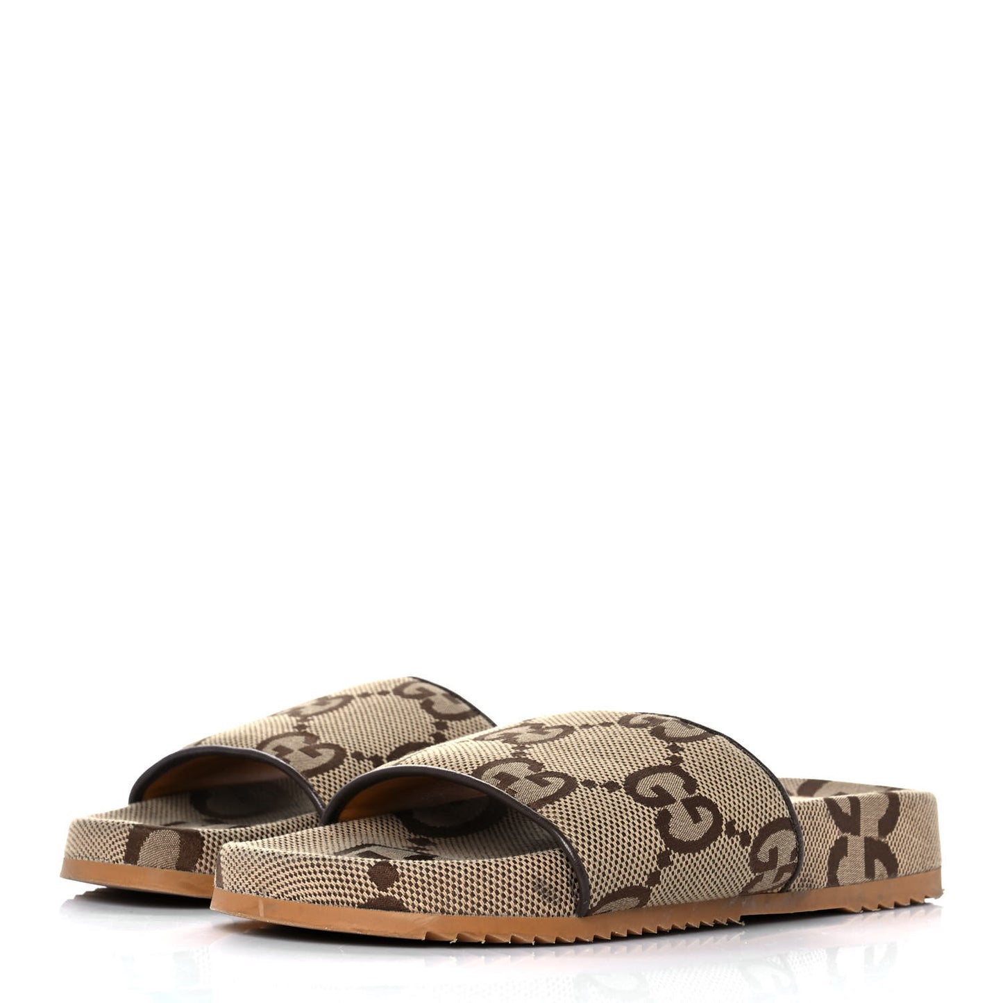 Monogram Jumbo GG Mens Slide Sandals 9 Camel Ebony