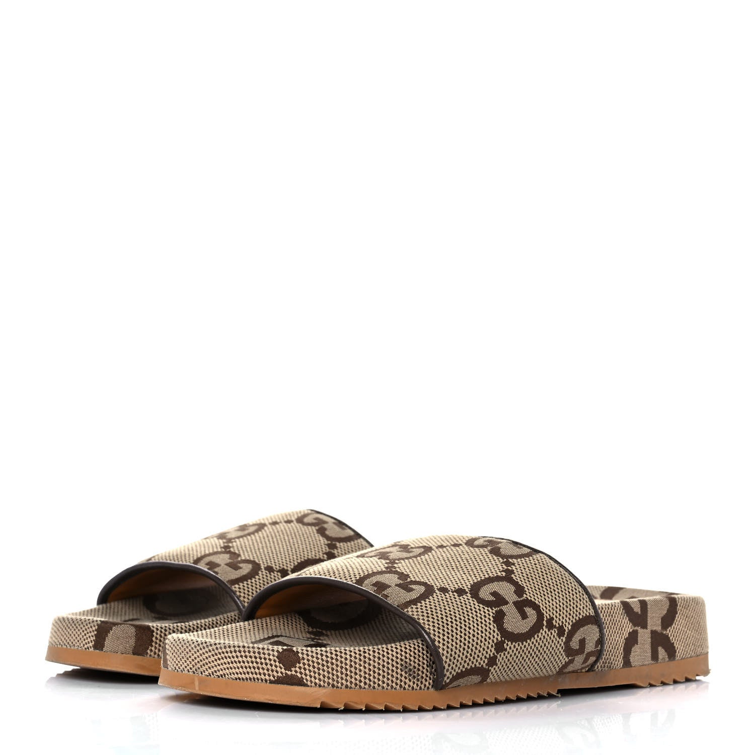 Gucci Monogram Jumbo GG Mens Slide Sandals 9 Camel Ebony 3 of 15